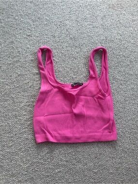 Zara Bright Pink Ribbed Tank Top